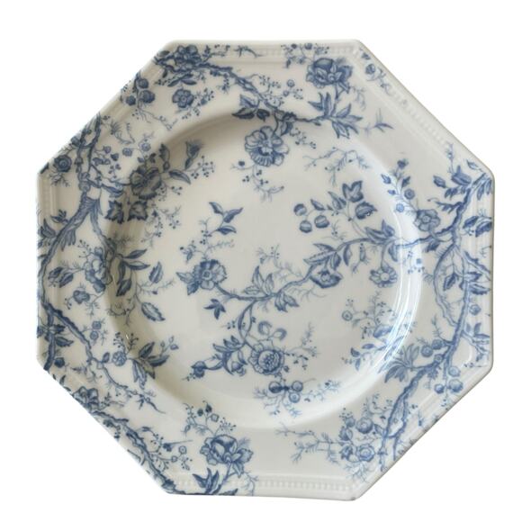 Grace Teaware Blue & White Floral Porcelain Salad Plates 7.5in Set of 4 NEW - Picture 1 of 11